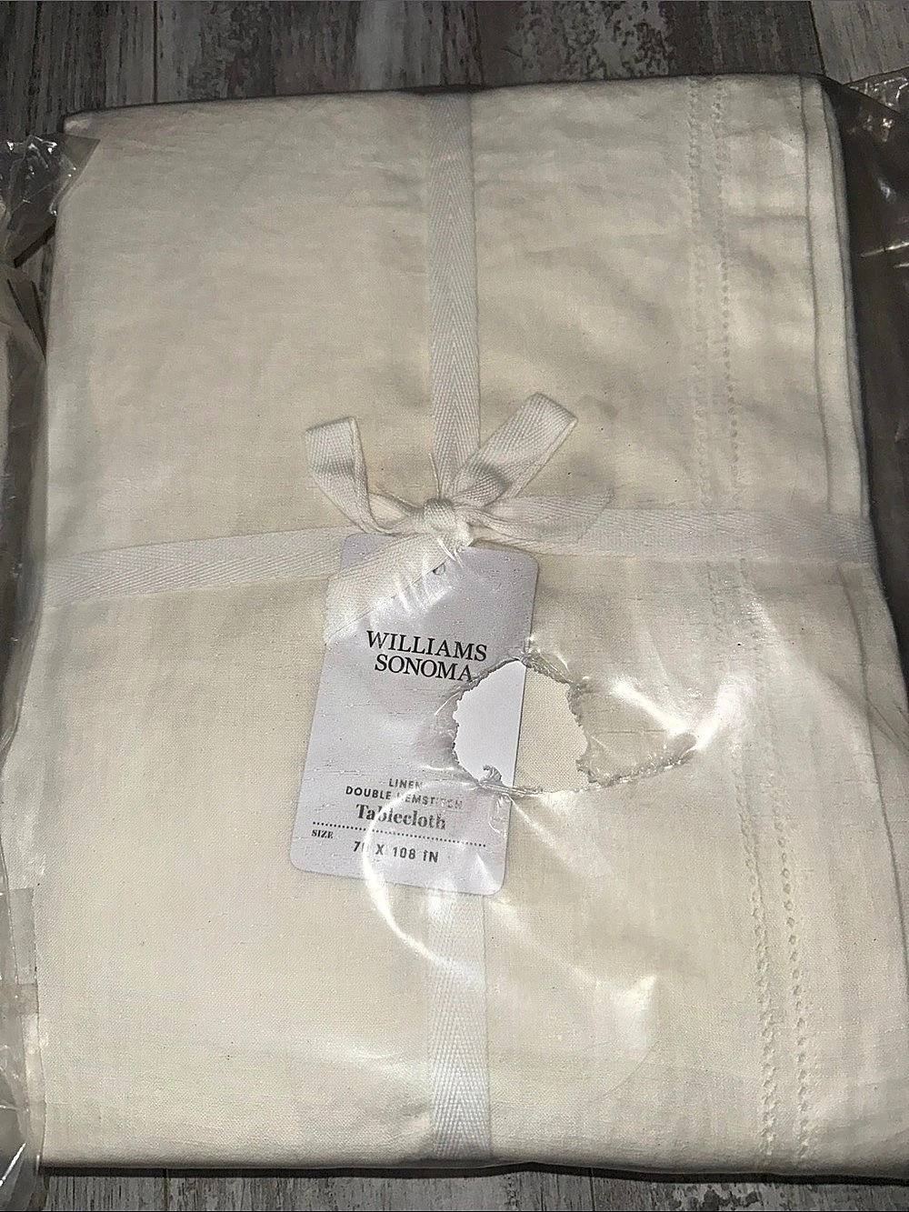Williams Sonoma Linen Double Hemstitch Tablecloth